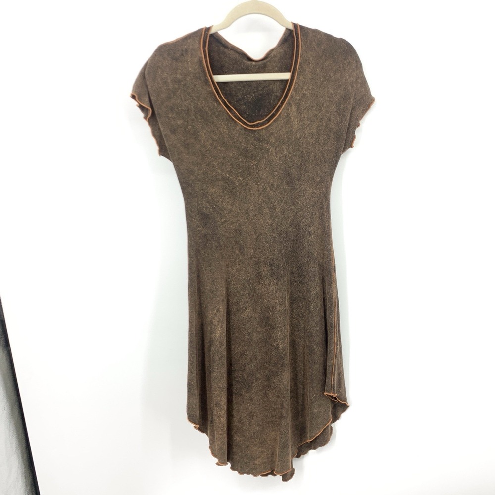 Angelrox Suger Women Size Sun Medium Large Dress Brown Mineral Wash Short Sleeve